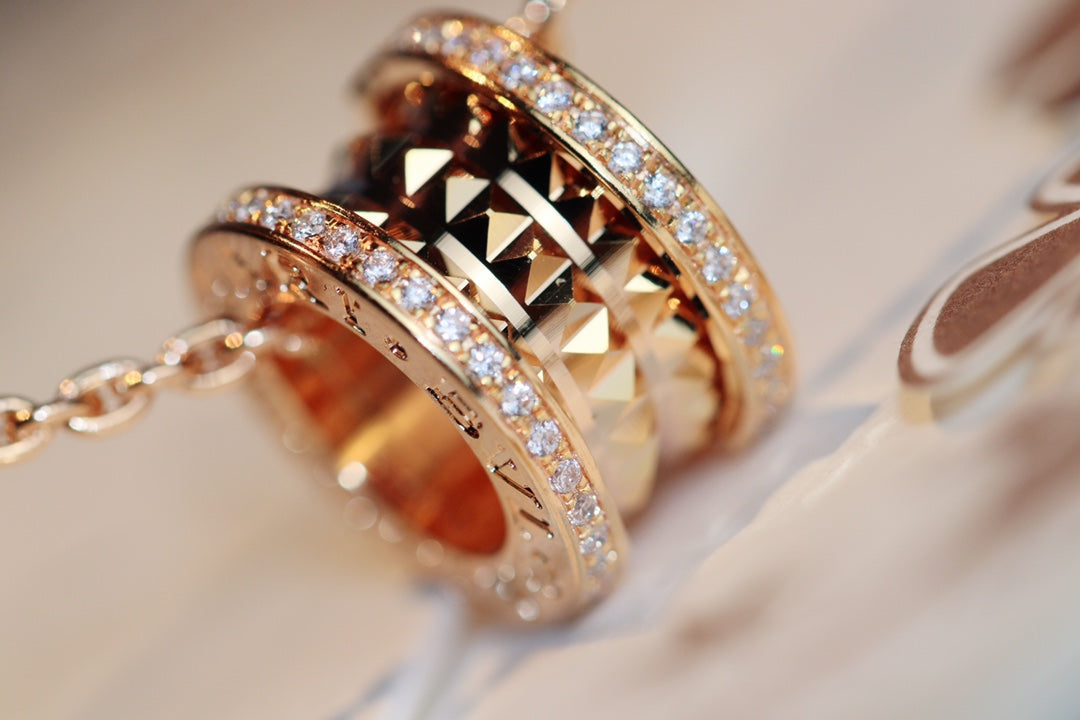 [LUXORA]ZERO 1 ROCK PEDANT PINK GOLD NECKLACE