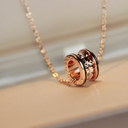 [LUXORA]ZERO 1 ROCK PEDANT PINK GOLD BLACK NECKLACE