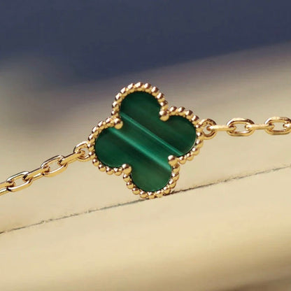 [LUXORA]CLOVER 20 MOTIFS MALACHITE DIAMOND NECKLACE
