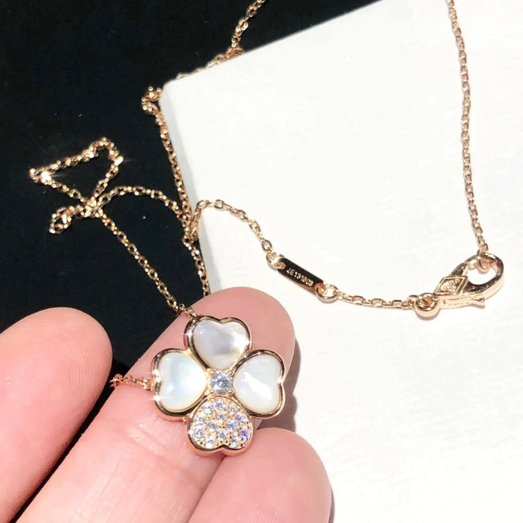 [LUXORA]CLOVER MOP DIAMOND ROSE GOLD NECKLACE
