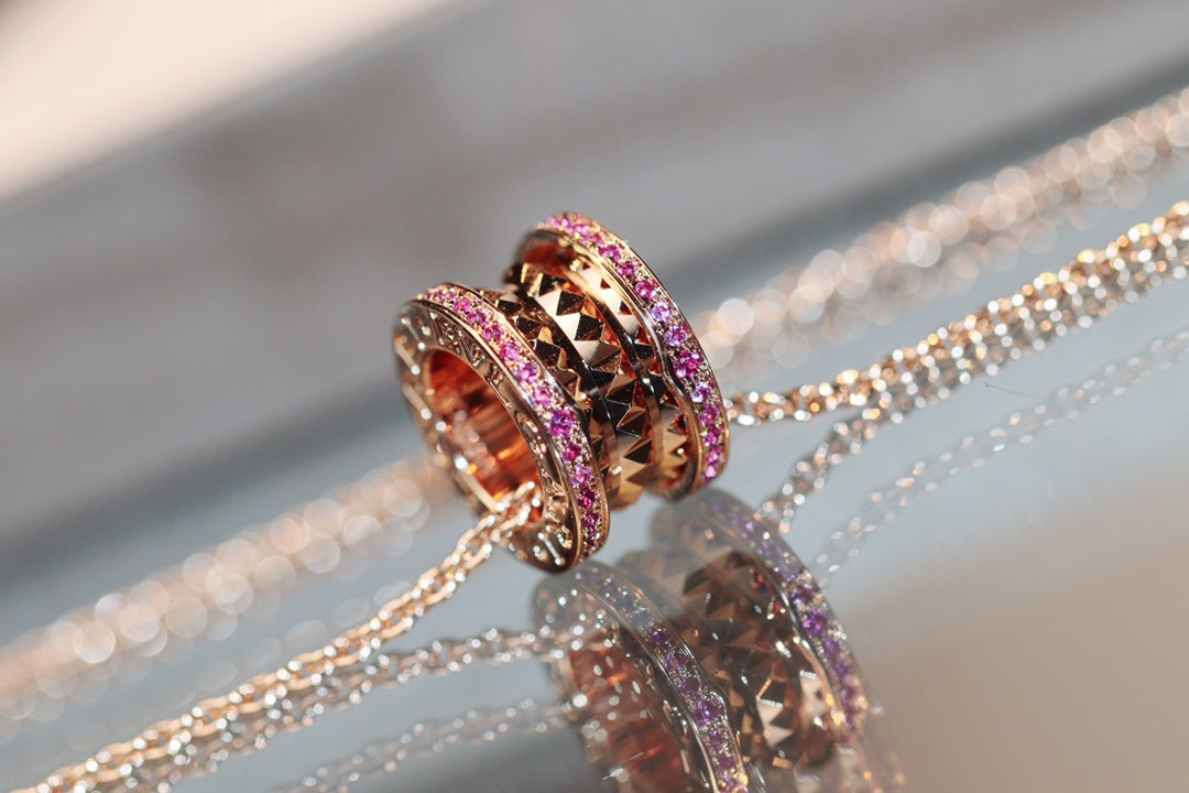 [LUXORA]ZERO 1 ROCK PINK GOLD PINK DIAMOND NECKLACE
