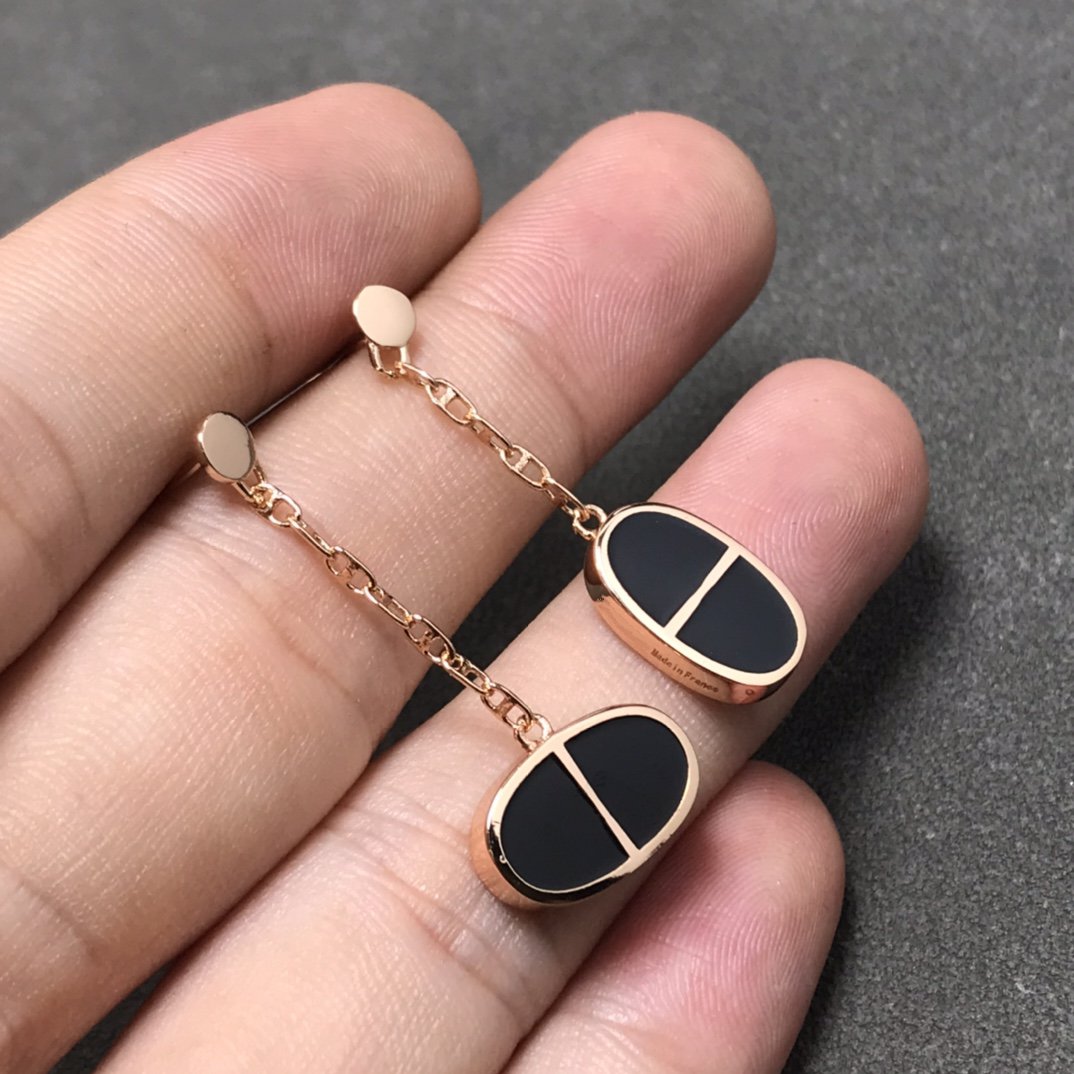 [LUXORA]CHAINE VERSO BLACK CERAMIC SILVER EARRINGS