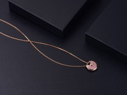 [LUXORA]AMULETTE ROSE GOLD PINK MOP NECKLACE