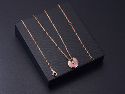 [LUXORA]AMULETTE ROSE GOLD PINK MOP NECKLACE