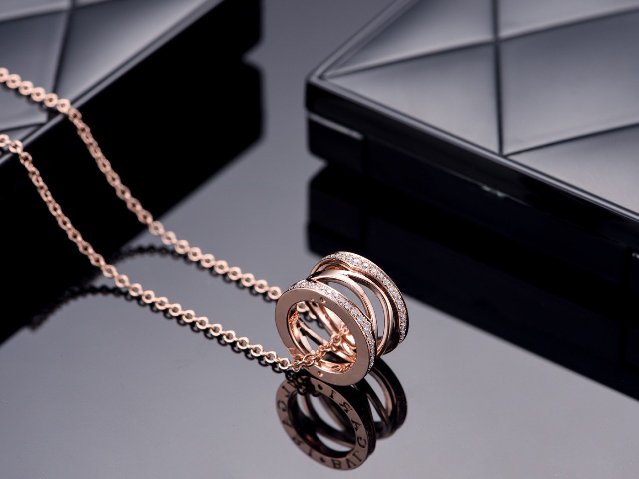 [LUXORA]ZERO 1 PINK GOLD DIAMOND OPEN NECKLACE