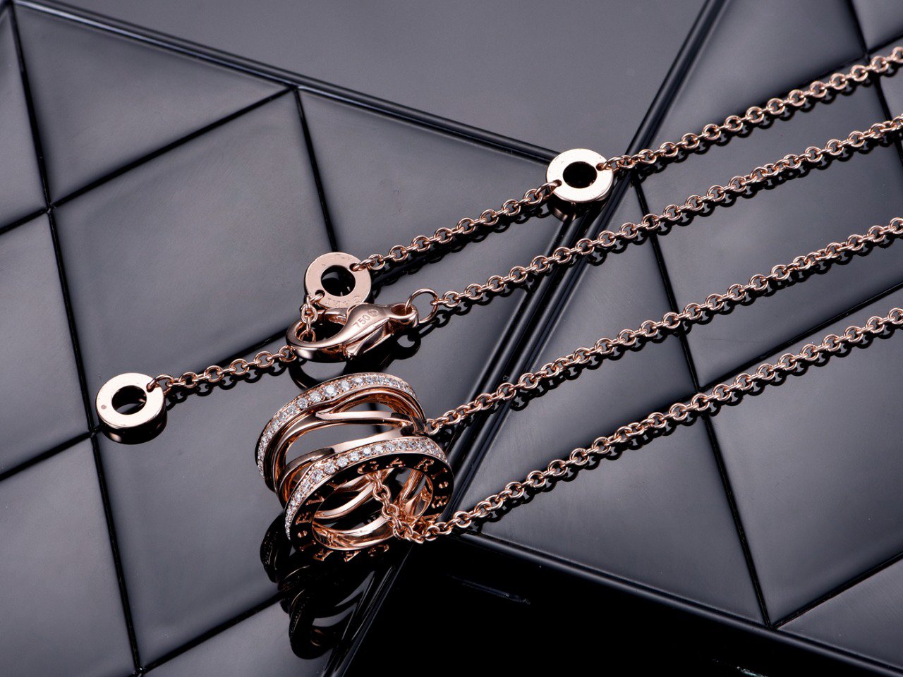 [LUXORA]ZERO 1 PINK GOLD DIAMOND OPEN NECKLACE