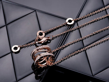 [LUXORA]ZERO 1 PINK GOLD DIAMOND OPEN NECKLACE