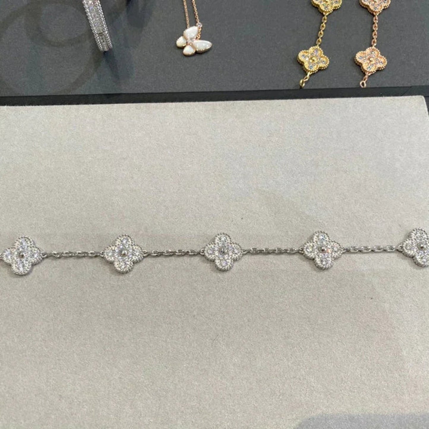 [LUXORA] CLOVER 5 MOTIF FULL DIAMOND BRACELET COLLECTION