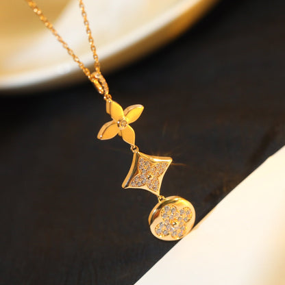 [LUXORA]STAR AND SUN DIAMOND PINK GOLD NECKLACE