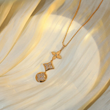 [LUXORA]STAR AND SUN DIAMOND PINK GOLD NECKLACE