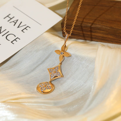 [LUXORA]STAR AND SUN DIAMOND PINK GOLD NECKLACE