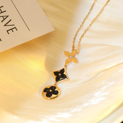 [LUXORA]STAR AND SUN ONYX PINK GOLD NECKLACE
