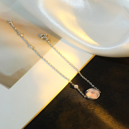 [LUXORA]SUN MOTIF PINK MOP SILVER BRACELET