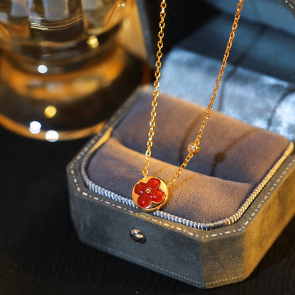 [LUXORA]SUN PEDANT PINK GOLD 1 DIAMOND NECKLACE