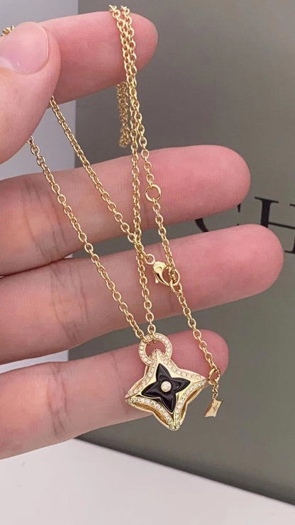 [LUXORA]STAR PEDANT PINK GOLD DIAMOND NECKLACE