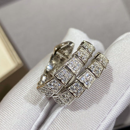 [LUXORA]SERPENTI DOUBLE RING SILVER DIAMOND PAVED