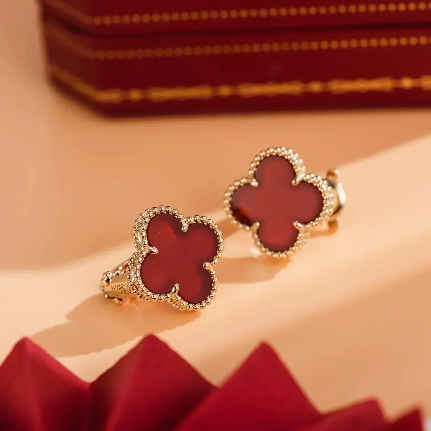 [LUXORA]CLOVER MEDIUM 1 MOTIFS CARNELIAN  EARRINGS
