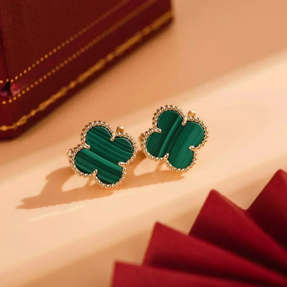 [LUXORA]CLOVER MEDIUM 1 MOTIFS MALACHITE  EARRINGS