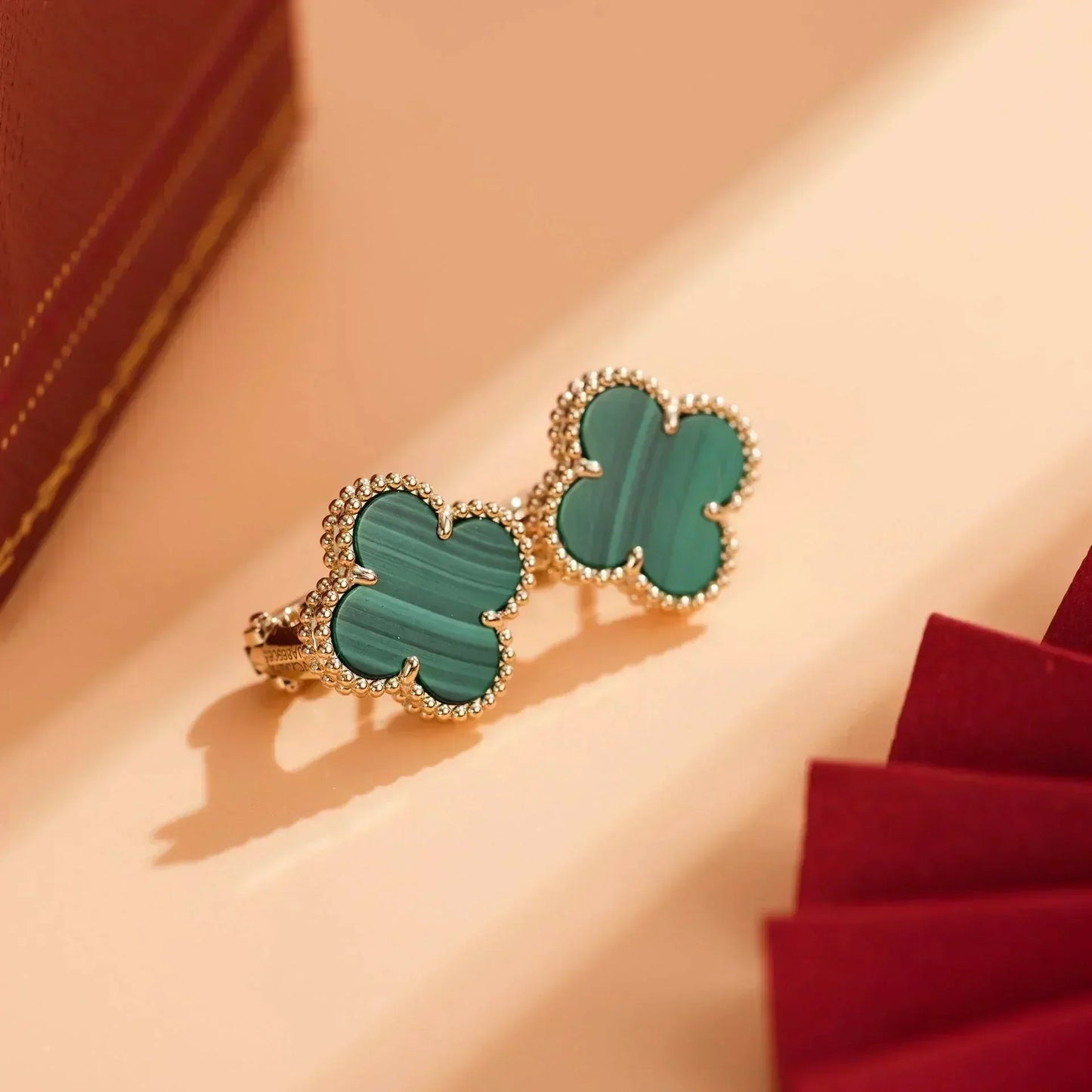 [LUXORA]CLOVER MEDIUM 1 MOTIFS MALACHITE  EARRINGS