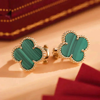 [LUXORA]CLOVER MEDIUM 1 MOTIFS MALACHITE  EARRINGS