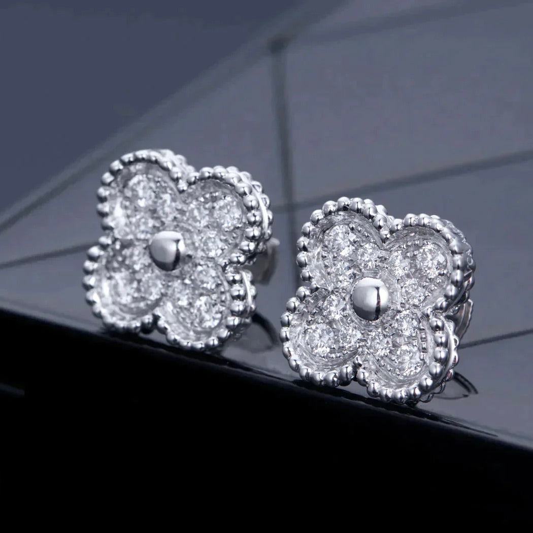[LUXORA]CLOVER 1 MOTIFS DIAMOND STUD EARRINGS SILVER