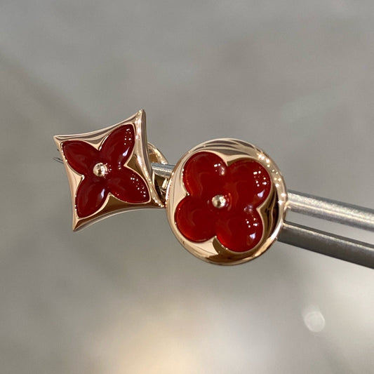 [LUXORA]STAR AND SUN PINK GOLD CARNELIAN STUD EARRINGS