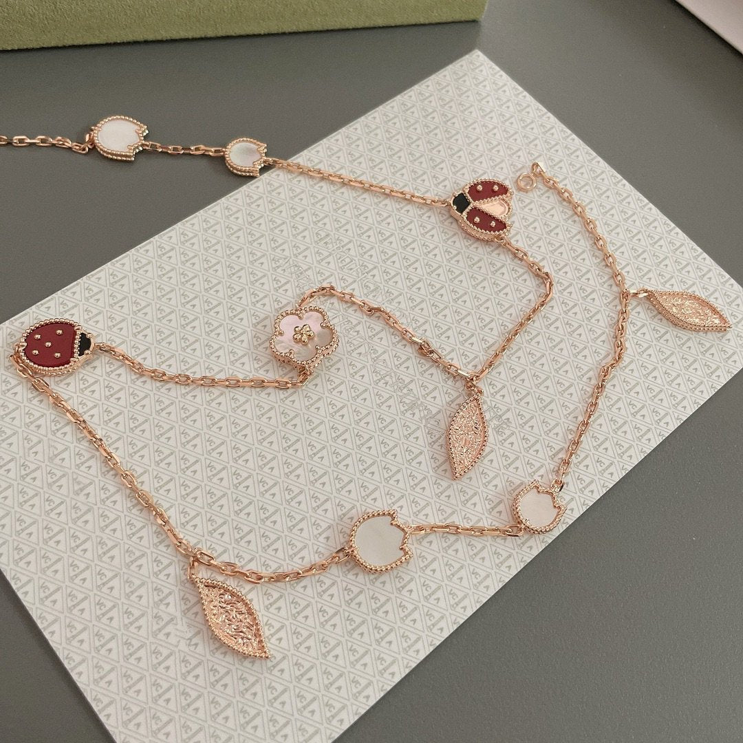 [LUXORA]LUCKY SPRING 15 MOTIFS ROSE GOLD NECKLACE
