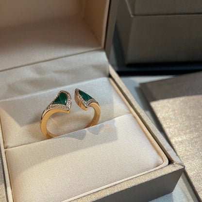 [LUXORA]DREAM MALACHITE DIAMOND OPEN RING