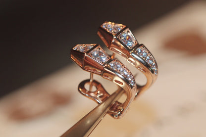 [LUXORA]SERPENT PINK GOLD DIAMOND EARRINGS