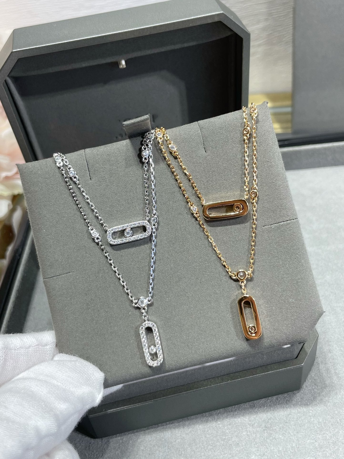[LUXORA]MOVE 2 ROW DIAMOND NECKLACE
