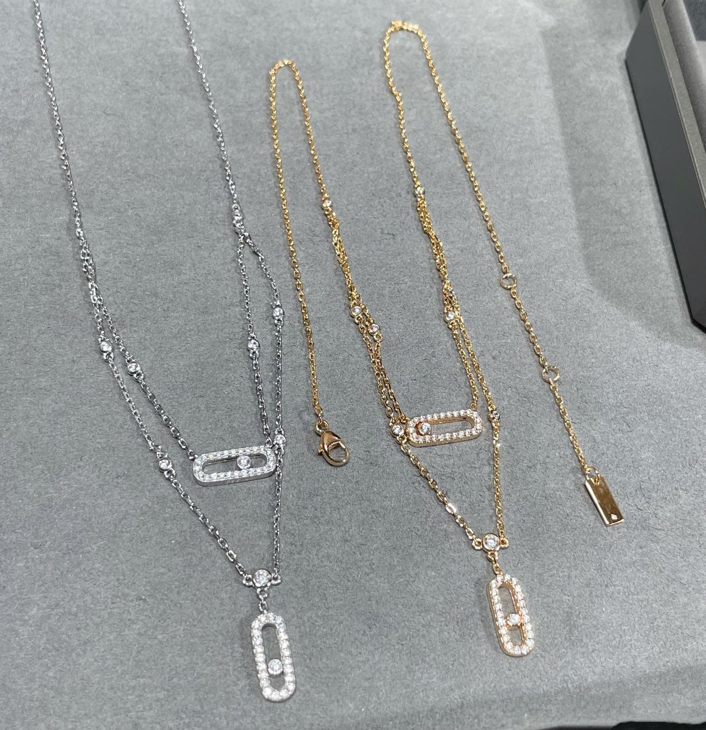 [LUXORA]MOVE 2 ROW DIAMOND NECKLACE