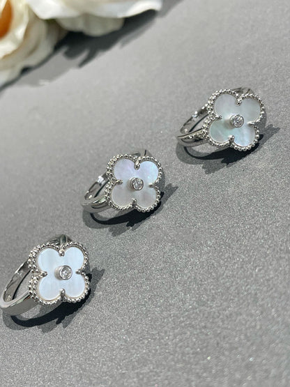 [LUXORA]CLOVER SILVER MOP DIAMOND RING