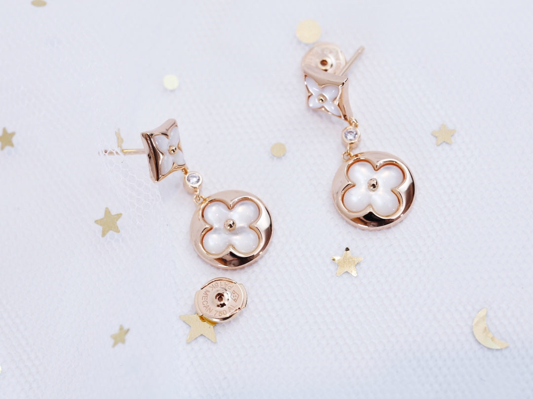 [LUXORA]STAR AND SUN PINK GOLD MOP DROP EARRINGS