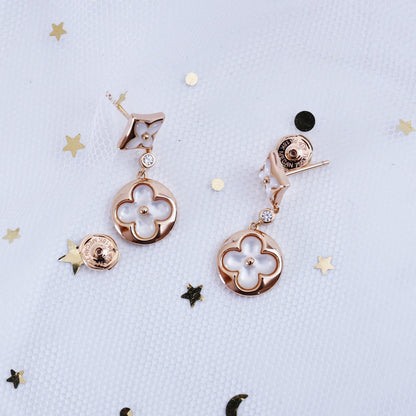 [LUXORA]STAR AND SUN PINK GOLD MOP DROP EARRINGS