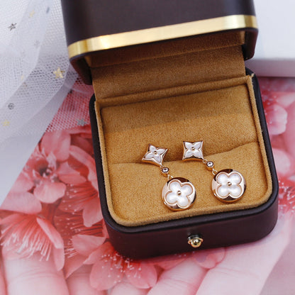 [LUXORA]STAR AND SUN PINK GOLD MOP DROP EARRINGS