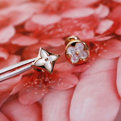 [LUXORA]STAR AND SUN PINK GOLD MOP STUD EARRINGS