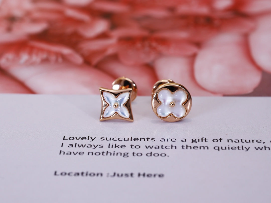 [LUXORA]STAR AND SUN PINK GOLD MOP STUD EARRINGS