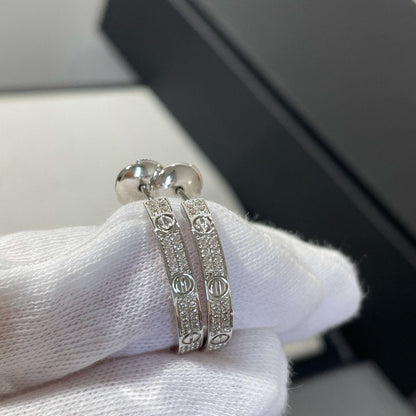 [LUXORA]LOVE DIAMOND SILVER HOOP EARRINGS