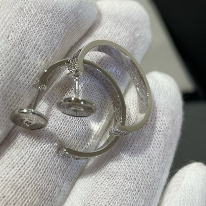 [LUXORA]LOVE DIAMOND SILVER HOOP EARRINGS
