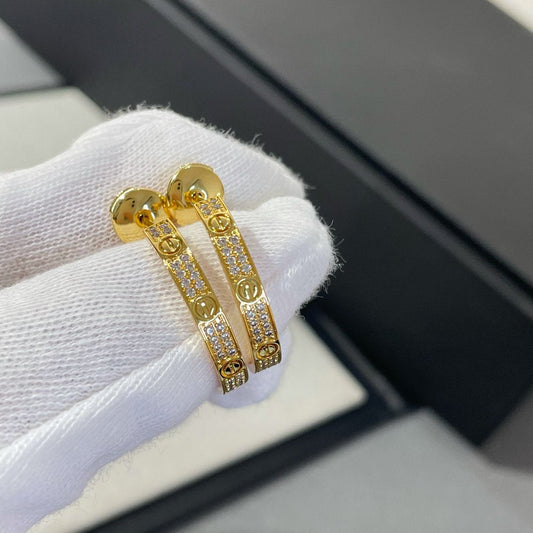 [LUXORA]LOVE DIAMOND GOLD HOOP EARRINGS