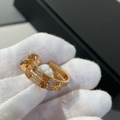 [LUXORA]LOVE DIAMOND PINK GOLD HOOP EARRINGS