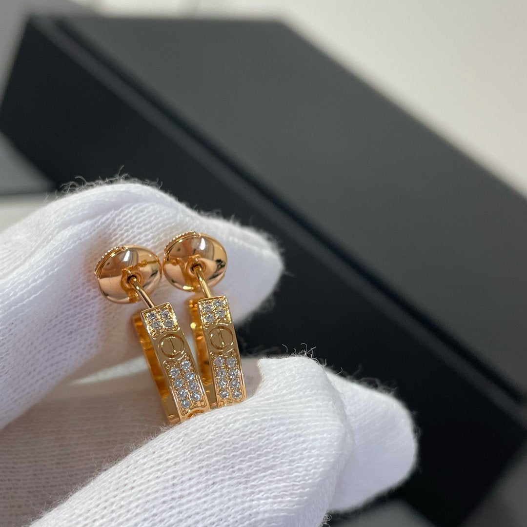 [LUXORA]LOVE DIAMOND PINK GOLD HOOP EARRINGS