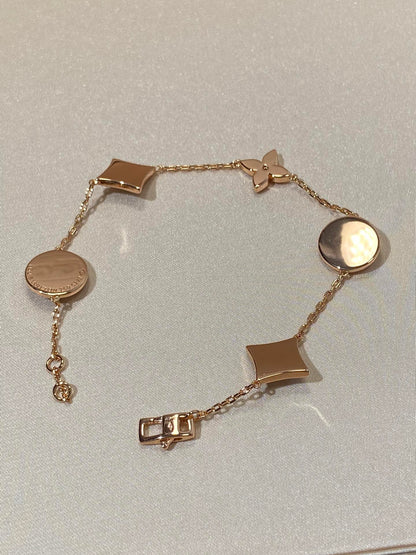 [LUXORA]STAR AND SUN 5 MOTIF MOP PINK GOLD BRACELET