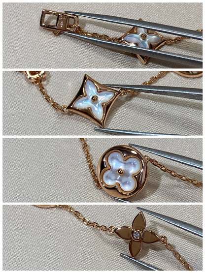[LUXORA]STAR AND SUN 5 MOTIF MOP PINK GOLD BRACELET