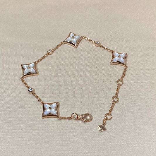 [LUXORA]STAR 4 MOTIF MOP DIAMOND PINK GOLD BRACELET