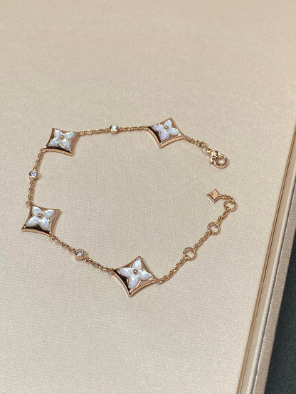 [LUXORA]STAR 4 MOTIF MOP DIAMOND PINK GOLD BRACELET
