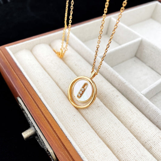 [LUXORA]Demo MOVE MOP PINK GOLD NECKLACE