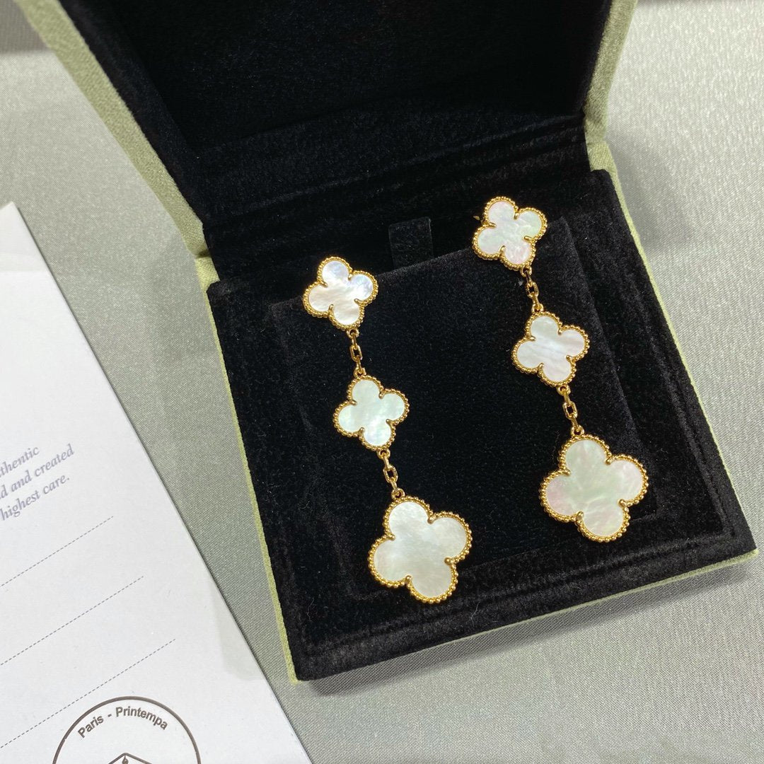 [LUXORA]CLOVER MOP 3 MOTIFS GOLD EARRINGS