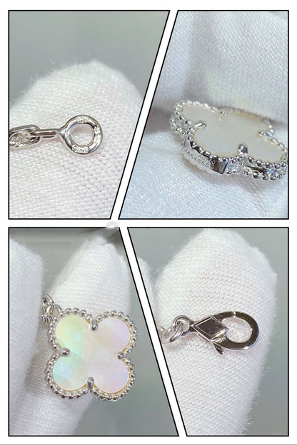 [LUXORA]CLOVER 5 MOTIF WHITE MOP SILVER BRACELET