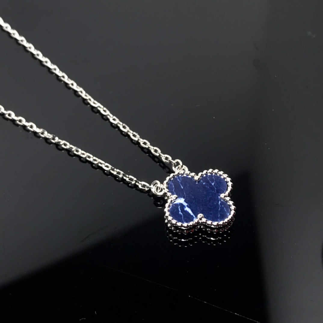 [LUXORA]CLOVER PIETERSITE SILVER LONG NECKLACE